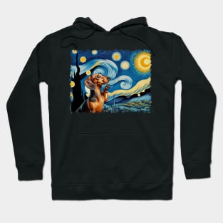 Cute and Curvy Crew Dachshund Dog Starry Night, Doggy Delight Tee Hoodie